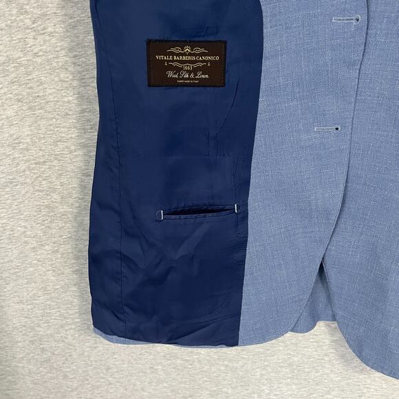Connaisseur Paris Jacket Blazer Mens 44R Blue Wool Silk Linen Vit Barb Canonico - Picture 10 of 16